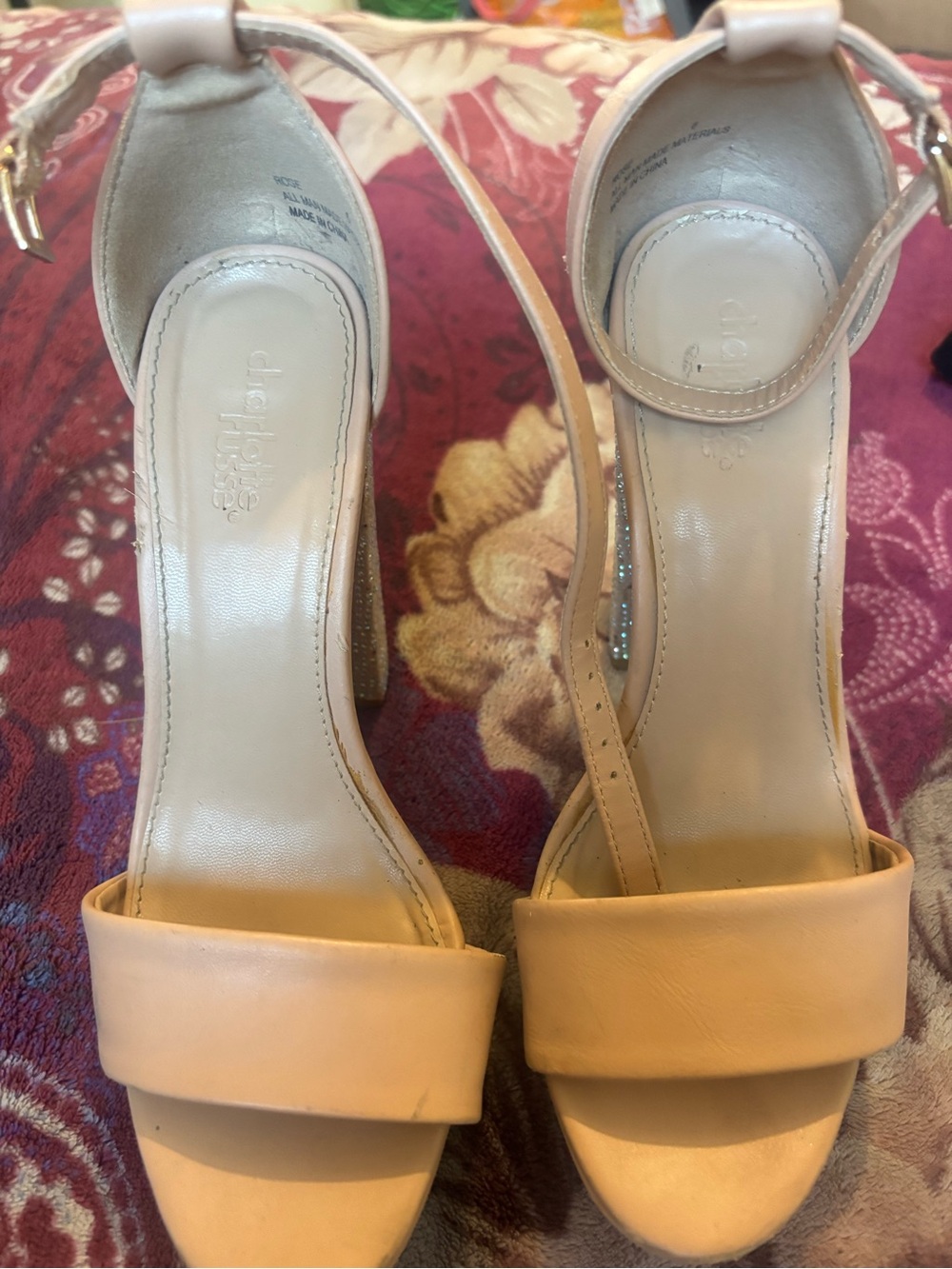 Charlotte Russe Blush Nude Ankle-Strap Block Heels